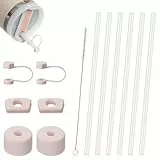Aieve 6 Stk. Trinkhalme Set kompatibel mit Stanley Quencher H2.0 1,2L FlowState Trinkflasche Strohhalm Ersatz mit 6 Abdeckung/Reinigungsbürste Zubehör 31cm für Reisebecher Cup 40 oz (Hellrosa)