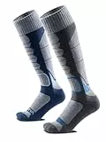 WEIERYA Skisocken,Thermische Gepolsterte Ski Socken für Skifahren,Snowboarden,Outdoor Wintersport für Herren Damen,Grau Blau 2 Paar (45-48)