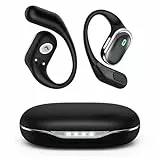 TRAUSI Offene Ohr-Kopfhörer, kabellose Bluetooth-Ohrhörer, 80H Spielzeit, Stereo-Ohrhörer mit ENC Geräuschunterdrückung, IPX7 wasserdichte Over-Ear-Kopfhörer mit Ohrbügel für Sport/Laufen