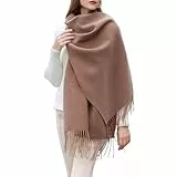 Enwokran Damen Winter Schal Oversized Kaschmir Wendbar Lange Winterschal Weich Wraps Groß Karo Fransen Schal Warm Schal für Herbst Winter Hochzeiten Abendkleider (Dunkles Khaki)