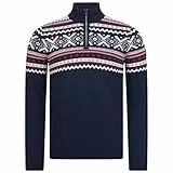 GIESSWEIN Norweger Pullover Herren Zip - feinste Merino Lammwolle, Wollpullover für Herren mit halblangem Reißverschluss, extra warm im Winter
