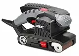 Bosch Home and Garden Bandschleifer 1215 AA (650 W, 76 x 457 mm, automatische Bandzentrierung, +Schleifrahmen, + Staubsauger-Adapter + Staubauffangbehälter), Schwarz/Anthrazit