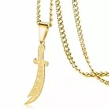 VASSAGO Schwert-Halskette für Männer und Frauen, Zulfiqar, Schwert, Halskette, Imam Ali Zulfiqar, Anhänger, arabische Rune, islamisch, muslimischer Schmuck, Talisman, Amulett, religiöses Geschenk,