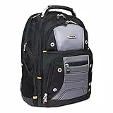 Targus Drifter II Rucksack mit großen Fächern, langlebig, wasserabweisend, versteckte Reißverschlusstasche, Schutzhülle für 43,2 cm (17 Zoll) Laptop, Schwarz/Grau (TSB239US)