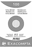 Exacompta 10208E 100er Pack Karteikarten kariert DIN A5 in Folie eingeschweißt 14,8 x 21 cm ideal für die Schule und Universität zum Lernen weiß