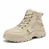 Yeeteepot Damen Winterstiefel Warm Gefütterte Winterschuhe Rutschfeste Stiefeletten Kurzschaft Stiefel Winter Outdoor Schneestiefel Khaki 41 EU = Etikett 42
