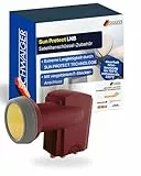 SCHWAIGER Quad LNB digital Sun Protect I Low Noise Blockconverter für 4 Teilnehmer I extrem wetterfest & geeignet für Multifeedanlagen I SAT-Zubehör für störungsfreien Empfang I rot