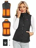Vofuoti Beheizbare Weste Damen mit Akku 10000mah 5v, Leichte Gesteppte Beheizte Weste Damen, Elektrisch Wärmeweste, Für Skifahren,Motorradfahren,Outdoor-Aktivitäten