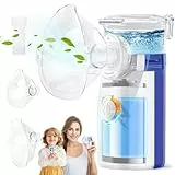 600mAh Inhalationsgerät für kinder und Erwachsene, Inhalator Vernebler Atemwegserkrankungen Wirksam, Elektrische Inhaliergerät Laufzeit 150–180 Min, Nebulizer Tragbar Set mit 2 Maske und Mundstück
