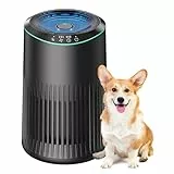 Luftreiniger für Schlafzimmer Zuhause, Luftreiniger Allergiker für Schlafzimmer Büro Raucherzimmer, Air Purifier, Matt schwarz, 1 Pack+3 Modi