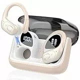 STECEi Kopfhörer Sport, 2025 in Ear Kopfhörer Kabellos Bluetooth 5.4 mit HD Mic, 75Std HiFi Stereo Bluetooth Kopfhörer mit Ohrhaken, Comfort Fit, IP7 wasserdichte Ohrhörer für Sport, Kamel