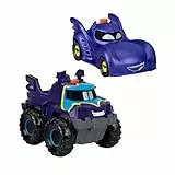 Fisher-Price Bathwheels Batmobil und Buff - Spielzeugauto-Set mit 2 Batwheels-Figuren im Maßstab 1:55, Taste aktiviert Lichteffekt-Action, für Kinder ab 3 Jahren, HML25