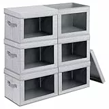 Homsorout Stapelbare Aufbewahrungskörbe mit Deckel, mittelgroße Aufbewahrungsbox mit Deckel, faltbare Aufbewahrungskörbe, Kleider-Organizer mit Fenster, Würfel-Aufbewahrungsbehälter für Wohnzimmer, 6
