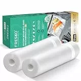 FRESKO Vakuumrollen 2 Rollen 28 x 600cm, Professionelle Vakuumierbeutel Folienbeutel, Größe für alle Vakuumiergeräte, BPA-frei, Geprägte Luftrillen, Sous-Vide-Gefrierbeutel