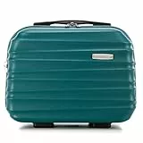 WITTCHEN Kosmetikkoffer Reisekoffer Handgepäck Kabinengepäck Rollkoffer Hartschale aus ABS Reisegepäck Kulturbeutel Kosmetiketui Kosmetiktasche Damen Groove Line grün Lufthansa/Eurowings/Condor