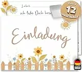 Olgs Sonnenblume Einladungskarten, 12er Set für Kindergeburtstag, Ausfüllbar, inkl. Umschläge, für Mädchen & Jungen