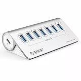 ORICO USB C Hub, 7-Port Aluminium USB Splitter, 5Gbps USB Hub mit 0.5m USB C Kabel und USB A Adapter, USB Verteiler mit 5V/2A Netzteil Typ C Port für MacBook, Mackbook Pro