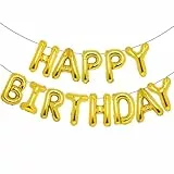 Accevo Goldene Luftballons 'Happy Birthday', 40,6 cm, Mylar-Folie, Buchstaben, Luftballons, Happy Birthday-Banner für Kinder, Erwachsene, Jungen, Mädchen, Party-Dekorationen