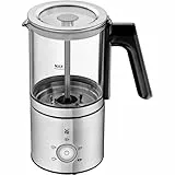 WMF Lono Glas Milchaufschäumer elektrisch, 150-250 ml, 650 Watt, Frappe Mixer, Touch-Display, für Milchschaum heiß und kalt, heiße Milch, Milcherwärmer, Kakaomaschine, heiße Schokolade, edelstahl matt