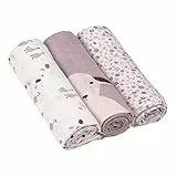 LÄSSIG Baby Mulltuch Spucktuch Puckdecke 3er Set Baumwolle 80 x 80 cm/Heavenly Soft Swaddle L Tiny Farmer Flowers