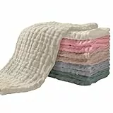 Yoofoss Mulltücher Baby 10er Mullwindeln Baumwolle Spucktücher 27x50 cm Stoffwindeln 6 Lagig Saugfähig Faltwindeln Waschlappen für Baby Neugeborene Mehrfarbig