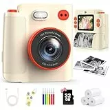 MYSTILUCK Sofortbildkamera Kinder, 1080P HD Kinderkamera Sofortbildkamera mit 32GB Karte & DruckerPapier, Kinderspielzeug Geburtstag und Weihnachten Geschenke für Jungen/Mädchen 3-12 Jahren (Khaki)