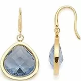 JEWELS BY LEONARDO Ohrhänger Juvinga, 1 Paar Ohrringe aus goldfarbenem Edelstahl, blauer Glasstein in abgerundeter Dreiecksform, Schmuck Damen Geschenk, 024426