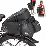 KEMIMOTO 2 IN 1 Gepäckträgertasche, 15L & Wasserabweisende Fahrradtaschen für Gepäckträger, Mehrere Fächer, mit Tragegriff und Schultergurt, Fahrrad Taschen hinten