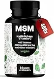 MSM Tabletten Hochdosiert - 400 Stück - 2000 mg MSM + Natürliches Vitamin C - Alternative zu Kapseln - Vegan & Produziert in Deutschland - Laborgeprüft - Verpackung kann variieren