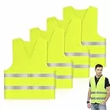 miaomiao Warnwesten Auto 4er, Warnweste Auto, Sicherheitswesten Set, Warnwesten 360° Reflektierend Rundum, Warnweste Erwachsene Alle Größen für Autofahrern Fahrern Arbeitskräften