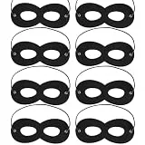 EUPSIIU 8 Stück Schwarz Augenmaske, Maskerade Maske Party Karneval Maske Fit für Cosplay Verkleidung Halloween Weihnachten, Karneval Mottoparty Kostüm Maske für Herren Damen(Schwarz)