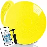 unycos - Ballsitzkissen inkl. Pumpe【Ø34 cm | Trägt 150 kg】Orthopädisches Sitzkissen Anti-Burst, Noppenkissen, Balance Pad, Luftkissen für Bürostuhl, Fitness, Reha/Koordinations (Gelb; Basic)