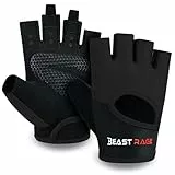 BEAST RAGE Fitness-Handschuhe, atmungsaktiv, für Männer und Frauen, Gewichtheben, Bodybuilding, Fitnessstudio, Training, rutschfest, Crossfit, Krafttraining, Radfahren (SCHWARZ, M)