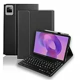 Hülle mit Tastatur für Lenovo Idea Tab 11' 2025 TB-336FU/TB-336ZU, Tastaturs Hülle für Lenovo Idea 11 Tablet (QWERTZ), Schutzhülle mit Pen Halter Wireless Abnehmbare Bluetooth Tastatur (Schwarz)