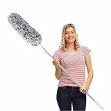 Staubwedel Teleskop Waschbar, Staubwischer Mikrofaser Edelstahl Teleskop Stange und Verbiegbare Eckbesen, Staubwedel Lang Ausziehbar Extra Lang Bis 254cm, für Decken Spinnweben (Grau)