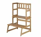 COSYLAND Kinder Tritthocker Naturholz, 2 Stufen, max 136 kg, Hocker Kinder, Kinderhocker, Badhocker, Toilettenhocker, Kinder Tritthocker, Kindertritt