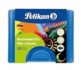 Pelikan 2056075 - Wachsmalstifte 655 10 in einer Schiebehülse, wasservermalbar (1 x Blaue Box)