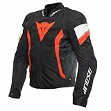 Dainese - Avro 5 Tex Jacket, Stoff-Motorradjacke mit Schulterprotektoren, Mann, Schwarz/Fluo Rot/Weiß, 50