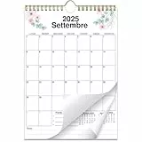 AEYAKA Wandkalender 2025 2026 Kalender, 21 cm x 30 cm, A4 Wandplaner 16 Monate September 2025 - Dezember 2026 Monatlicher Hängender mit Ferienübersicht, Italienisch