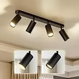 Scandinavian home Deckenstrahler 4-flammig - GU10 Deckenlampe Küche 360° Schwenkbar, Blendfrei, Flach - Flurlampe Decke, Küchenlampe, Spots Deckenleuchte Küche Lampen - Matt Schwarz, Ohne Leuchtmittel