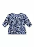 Sanetta Mädchen-Kleid Blau | Hochwertiges und gemütliches Kleid aus Viskose für Mädchen. Langarm Kleid mit Volants und Mille Fleur-Allover | Kinder Bekleidung