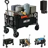 Overmont Bollerwagen Faltbar 3-in-1-120L 100KG Belastbar Klappbarer Handwagen mit All-Terrain Rädern - Leicht & Kompakt Faltwagen - für Camping, Garten, Strand, Einkauf, Sport, Transport