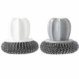 BESPORTBLE 2 Stück Stahl drahtbürste mit Griff Küchen reinigungsschwamm für Töpfe und Pfannen Schonende Edelstahl bürste mit Kaktus Form Kratzfrei für Effiziente Fett Zufällige Farbe