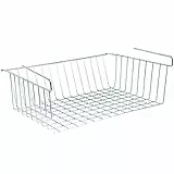 MSV Hängekorb aus Metall - 28x26x14cm - Silber - Aufbewahrungs-Korb für Küchenschränke Kleiderschränke Regale Unterbauschrank Unterbau-Regal
