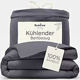Bambaw Bambus Bettbezug 135x200 cm, 100% Bambusfasern, Anti Allergie Bettwäsche, Bettbezug Sommer, Bettwäsche kühlend 135x200 cm, Deckenbezug Bambus, atmungsaktiv und nachhaltig (Anthrazit)