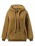Ymmchy Basic Kapuzenpullover Damen Hoodie Sweatshirt mit Kapuze Langarm Pullover Winter Oversized Hoody Braun L