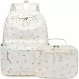 LEDAOU Kinder Schulrucksack Schulranzen Jungs Mädchen Teenager Rucksack Schule mit Lunchtasche Vorschule Grundschule (Rosa Schmetterlingsknoten6)