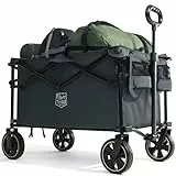 TIMBER RIDGE Bollerwagen Faltbar 200L mit Getränkehalter Verstellbarem Griff, Gartenwagen für Alle Gelände, Draussen Camping Einkaufen, 100kg Belastbarkeit