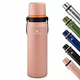 SANTECO Thermoskanne Thermosflasche Edelstahl 1,2L - Auslaufsichere Thermoskanne mit Trinkbecher für unterwegs- BPA-frei - Isolierflasche Kaffee & Tee für Kinder, Sport, Schule - 24H Kalt & 12H Heiß