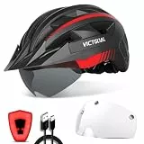 VICTGOAL Fahrradhelm Herren Damen MTB Helm mit Transparent Magnetische Fahrradhelmbrille Winddicht Visier